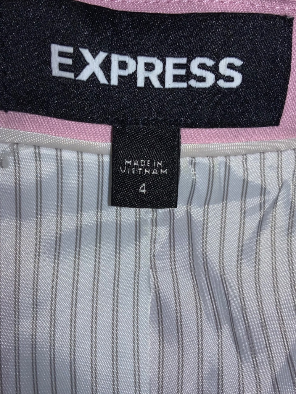 Express cotton blend pink single button blazer Sz 4 stretch lined welt pockets - Picture 3 of 7